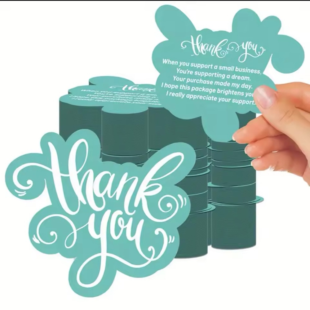 *Buy Now Price* 50pcs Double-Sided Thank You Cards - Teal